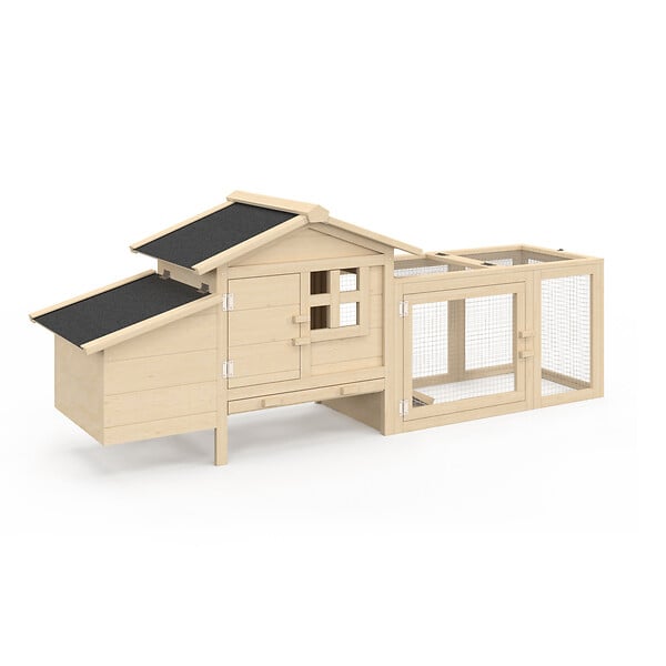 ID MARKET - Poulailler sur pilotis avec enclos et pondoir en bois - large