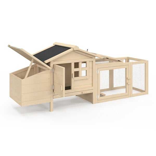 ID MARKET - Poulailler sur pilotis avec enclos et pondoir en bois - large