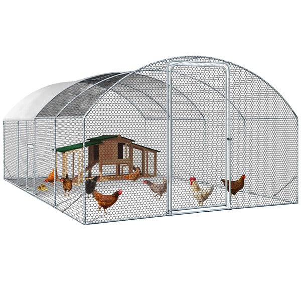ID MARKET - Enclos poulailler dôme 15 m² parc grillagé 3x5 M avec porte latérale - large
