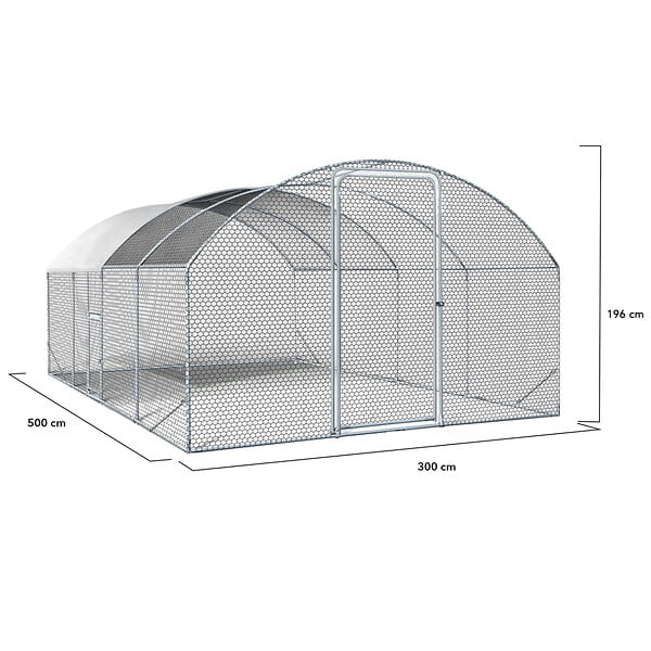 ID MARKET - Enclos poulailler dôme 15 m² parc grillagé 3x5 M avec porte latérale - large