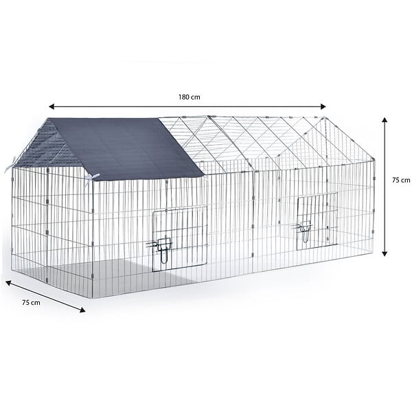 ID MARKET - Enclos grillagé pour petits animaux en acier galvanisé - large