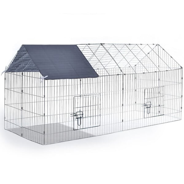 ID MARKET - Enclos grillagé pour petits animaux en acier galvanisé - large