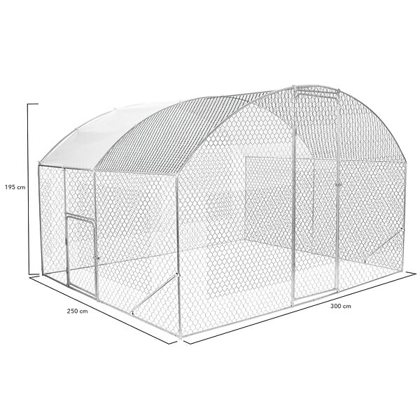 ID MARKET - Enclos poulailler dôme 7,5 m² parc grillagé 3x2,5 M avec porte latérale - large