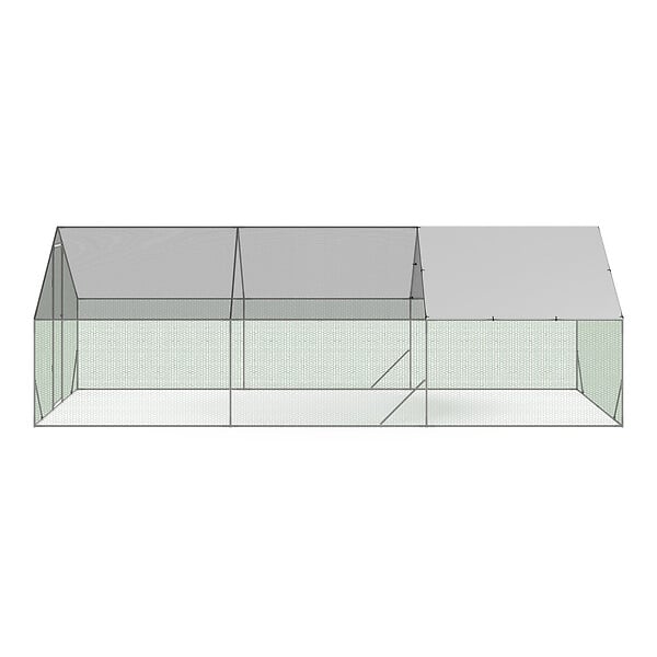 ID MARKET - Enclos poulailler 18 m² parc grillagé 6x3 M acier galvanisé - large