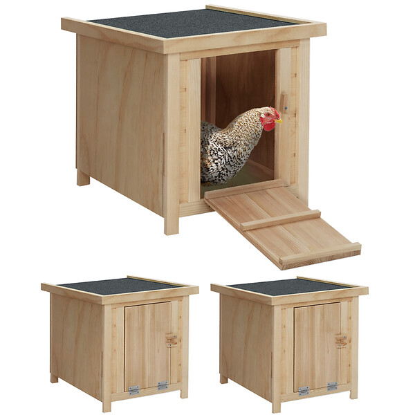 ID MARKET - Lot de 3 clapiers en bois pondoirs pour poules nichoirs avec fond - large