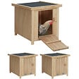 ID MARKET - Lot de 3 clapiers en bois pondoirs pour poules nichoirs avec fond - vignette