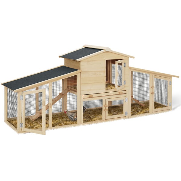ID MARKET - Poulailler VIP avec clapier double XXL en bois - large
