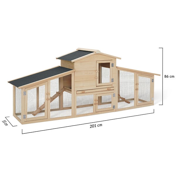 ID MARKET - Poulailler VIP avec clapier double XXL en bois - large