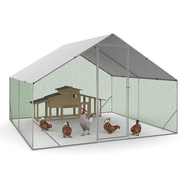 ID MARKET - Enclos poulailler 9 m² parc grillagé 3x3 M acier galvanisé - large