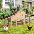 ID MARKET - Poulailler VIP avec pondoir et clapier double XXL en bois - vignette