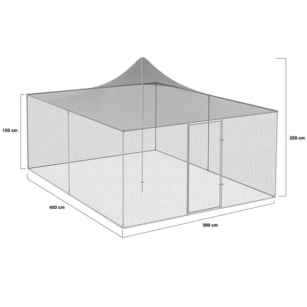 ID MARKET - Volière 12m² parc grillagé 3x4 M enclos poulailler pour animaux de basse cour - large