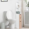 ID MARKET - Meuble WC étagère WILLY bois 3 portes blanc et hêtre - vignette