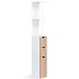 ID MARKET - Meuble WC étagère WILLY bois 3 portes blanc et hêtre - vignette