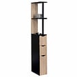 ID MARKET - Meuble WC étagère WILLY bois 3 portes noir et hêtre - vignette