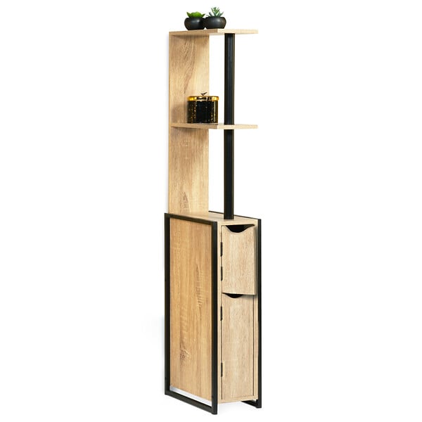 ID MARKET - Meuble WC 2 portes DETROIT avec étagères design industriel - large