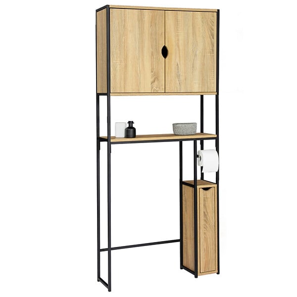 ID MARKET - Meuble WC 3 en 1 avec armoires de rangement DETROIT design industriel - large