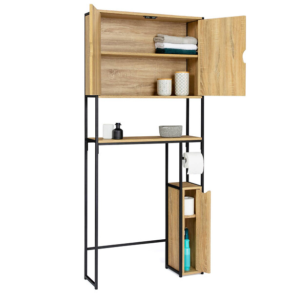 ID MARKET - Meuble WC 3 en 1 avec armoires de rangement DETROIT design industriel - large