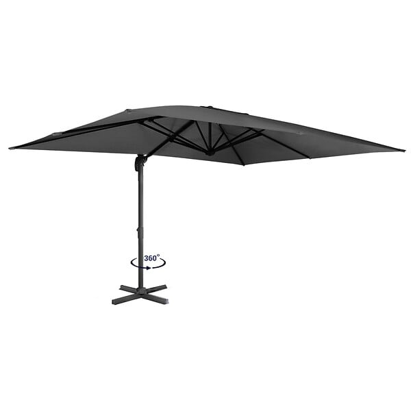 ID MARKET - Parasol déporté inclinable rotatif 360 CALVI gris 3x4 M avec housse - large