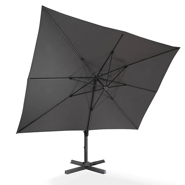 ID MARKET - Parasol déporté inclinable rotatif 360 CALVI gris 3x4 M avec housse - large