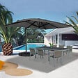 ID MARKET - Parasol déporté inclinable rotatif 360 CALVI gris 3x4 M avec 4 dalles et housse - vignette