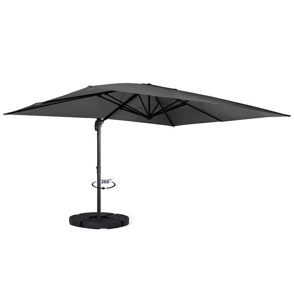 ID MARKET - Parasol déporté inclinable rotatif 360 CALVI gris 3x4 M avec 4 dalles et housse - large