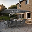 ID MARKET - Parasol déporté inclinable rotatif 360 CALVI LED gris 3x4 M avec housse - vignette