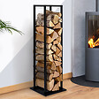 ID MARKET - Range bûches vertical acier noir avec étagère H.112 CM pour cheminée - vignette