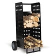 ID MARKET - Chariot porte bûches acier noir 40 x 40 x 100,5 CM pour cheminée - vignette