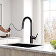 SWISS AQUA TECHNOLOGIES - Swiss Aqua Technologies B-Way set mitigeur lavabo + mitigeur cuisine Ceramia Timeless acier inoxydable, douchette extractible, noir mat (SATTMLBM271) - vignette