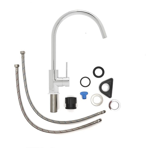 SWISS AQUA TECHNOLOGIES - Swiss Aqua Technologies set mitigeur lavabo sans vidage + mitigeur cuisine 36,3 cm avec bras pivotant, chrome (SATBSUR271CR) - large
