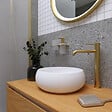 SWISS AQUA TECHNOLOGIES - Swiss Aqua Technologies set mitigeur lavabo haut acier inoxydable + mitigeur cuisine avec bras pivotant, or brossé (SATBA280BG) - vignette