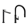 SWISS AQUA TECHNOLOGIES - Swiss Aqua Technologies set mitigeur lavabo XL + mitigeur cuisine avec douchette extractible 2 jets, noir mat (SATBSBW285C) - vignette
