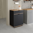 ID MARKET - Desserte de cuisine COSY placard avec tiroir bois noir et plateaux façon hêtre L.60 CM - vignette