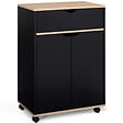 ID MARKET - Desserte de cuisine COSY placard avec tiroir bois noir et plateaux façon hêtre L.60 CM - vignette
