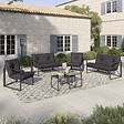 ID MARKET - Salon de jardin bas NAIROBI 6 places en acier gris anthracite - vignette