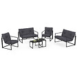 ID MARKET - Salon de jardin bas NAIROBI 6 places en acier gris anthracite - vignette