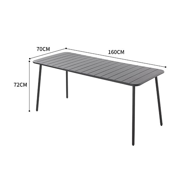CONCEPT USINE - Table de jardin 6 places 160cm gris foncé BERGAME - large
