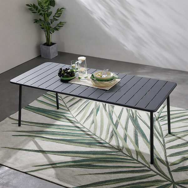 CONCEPT USINE - Table de jardin 6 places 160cm gris foncé BERGAME - large