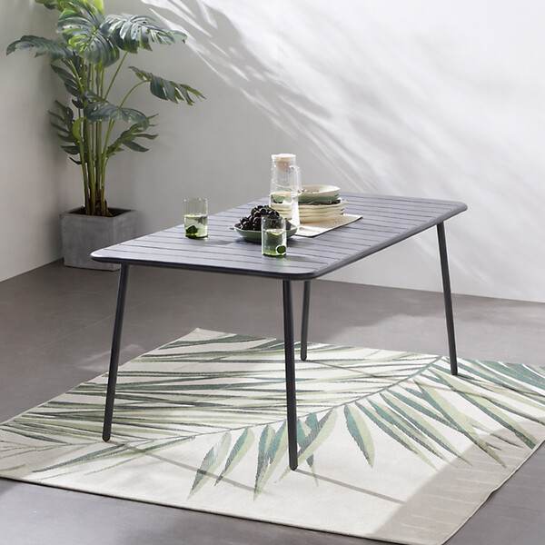 CONCEPT USINE - Table de jardin 6 places 160cm gris foncé BERGAME - large