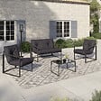 ID MARKET - Salon de jardin bas NAIROBI 4 places en acier gris anthracite - vignette