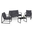 ID MARKET - Salon de jardin bas NAIROBI 4 places en acier gris anthracite - vignette