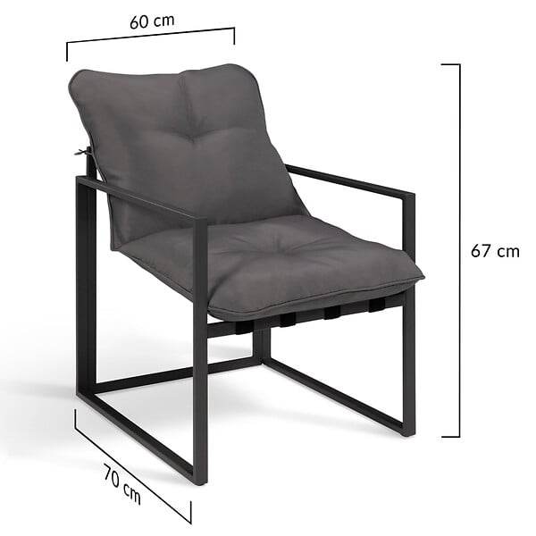 ID MARKET - Salon de jardin bas NAIROBI 8 places salon d'angle en acier gris anthracite - large