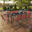 ID MARKET - Salon de jardin MADRID table 190 CM et 8 chaises empilables terracotta - vignette