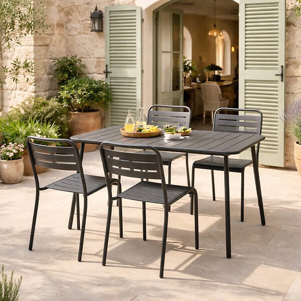 CONCEPT USINE - Ensemble table de jardin 120 cm et 4 chaises BERGAME - large