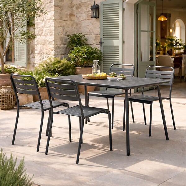 CONCEPT USINE - Ensemble table de jardin 120 cm et 4 chaises BERGAME - large