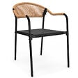 ID MARKET - Salon de jardin MADEIRA table 150 cm et 6 chaises cordage et textilène noir et rotin clair - vignette