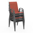 ID MARKET - Salon de jardin MADRID table 190 cm et 8 chaises empilables mix color gris, noir et terracotta - vignette