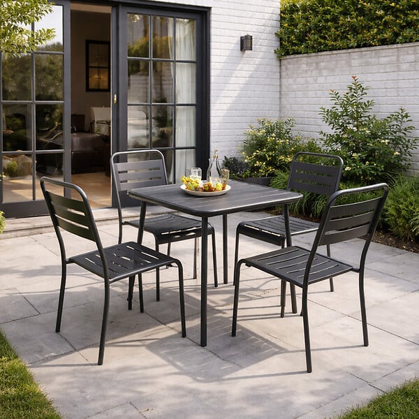 CONCEPT USINE - Ensemble table de jardin carrée 70cm et 4 chaises BERGAME - large
