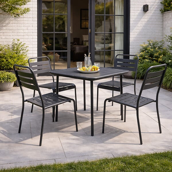 CONCEPT USINE - Ensemble table de jardin carrée 70cm et 4 chaises BERGAME - large