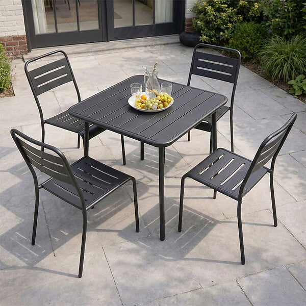 CONCEPT USINE - Ensemble table de jardin carrée 70cm et 4 chaises BERGAME - large
